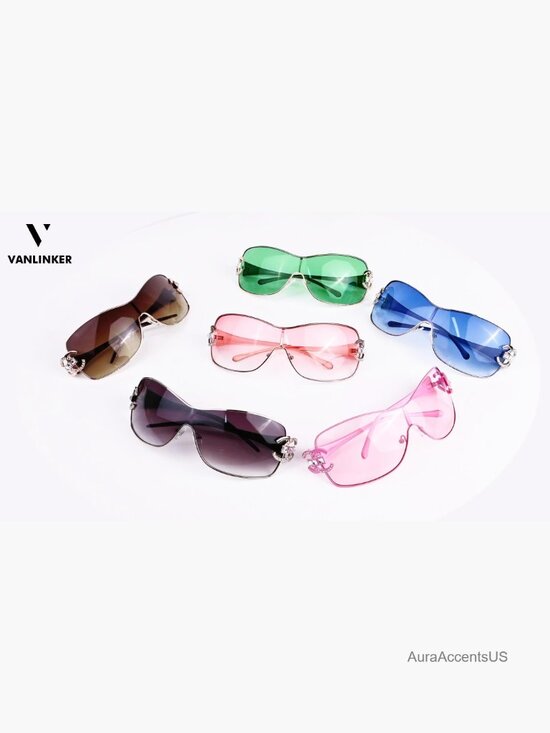 Y2K Oversized Shield Sunglasses Wrap Around Frameless Shades main image 6